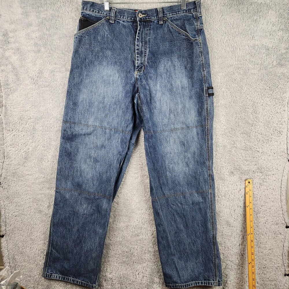 Vintage Old Navy Jeans Mens 36x34 Blue Straight Carpenter Cargo Double Knee Y2K